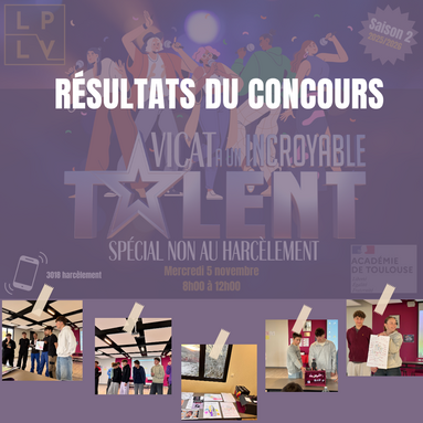 Résultats du concours "Vicat a un incroyable talent saison 2"